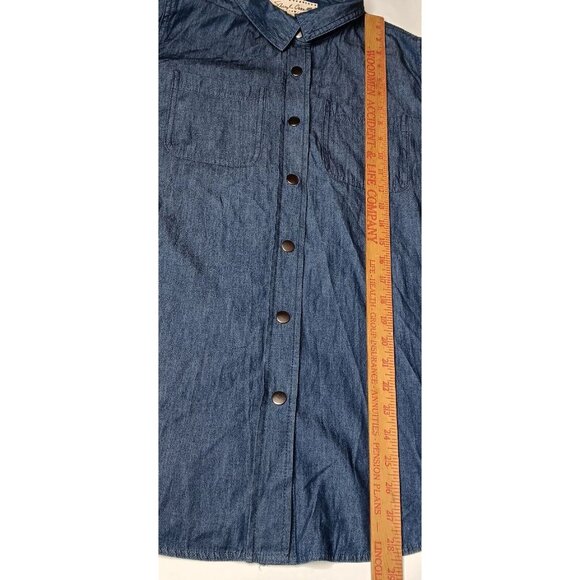 Cheryl Crow Be Myself Medium Shirt Long Sleeve Blue Chambray Butterfly Snap READ - Picture 9 of 12